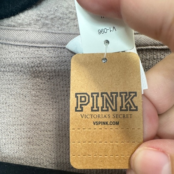 PINK by Victoria's Secret Reverse Fleece Cropped Polo Sweatshirt Rose - Picture 8 of 13